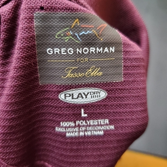 Greg Norman For Tasso Elba Golf Long Sleeve Polo Men's Large Burgundy - Picture 11 of 11